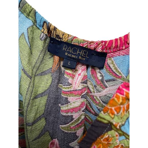 Rachel Roy Women's Boho Blouse Top Tropical Mulit-color Size Large Plus Stretchy - Picture 3 of 4